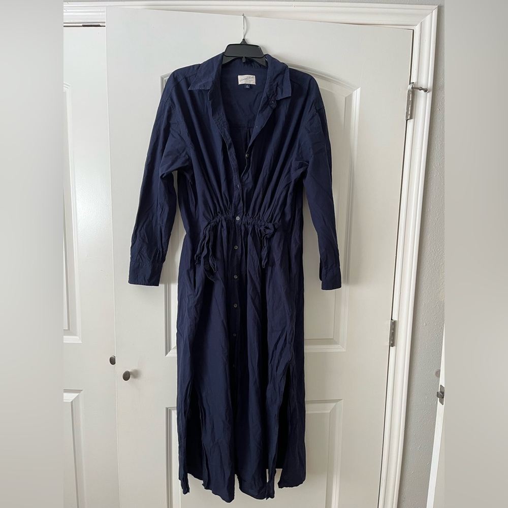 Navy Blue Button-Down Maxi Dress